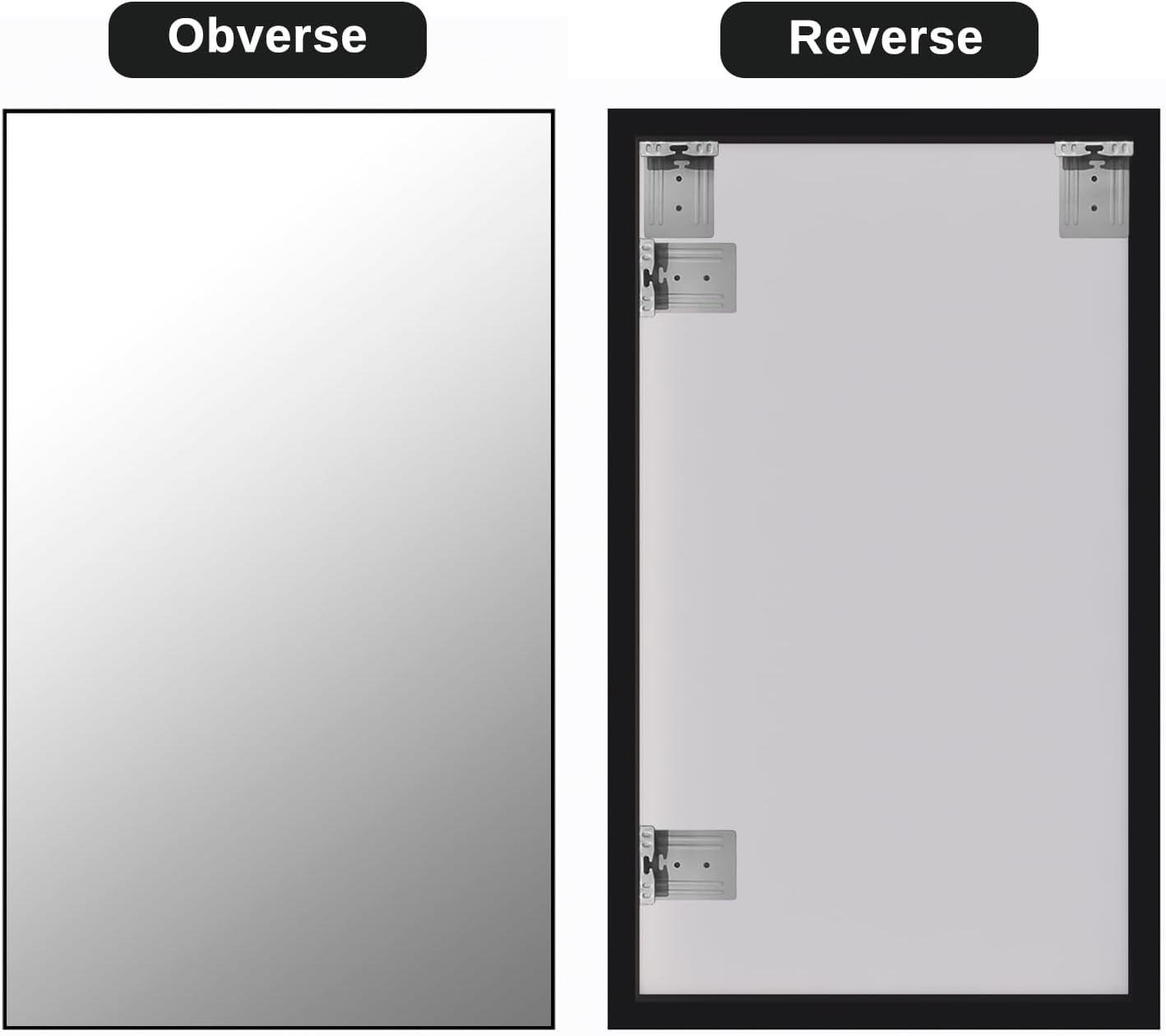 Bathroom Wall Mirror, Decorate Bathroom Mirrors for Wall, Rectangle Modern Bathroom Wall Mounted Mirror Vertical or Horizontal Hanging for Living Room (Black Framed 40’’ x 24’’)