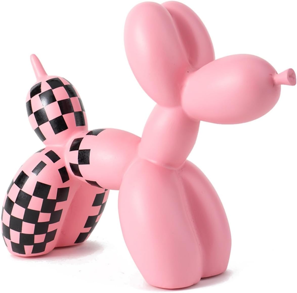 Vilead Resin Balloon Dog Statue with Checkered Pattern,Modern Home Decoration Trendy Animal Art Ornaments,Collection Figurine Bedroom Living Room Office Desktop Sculpture