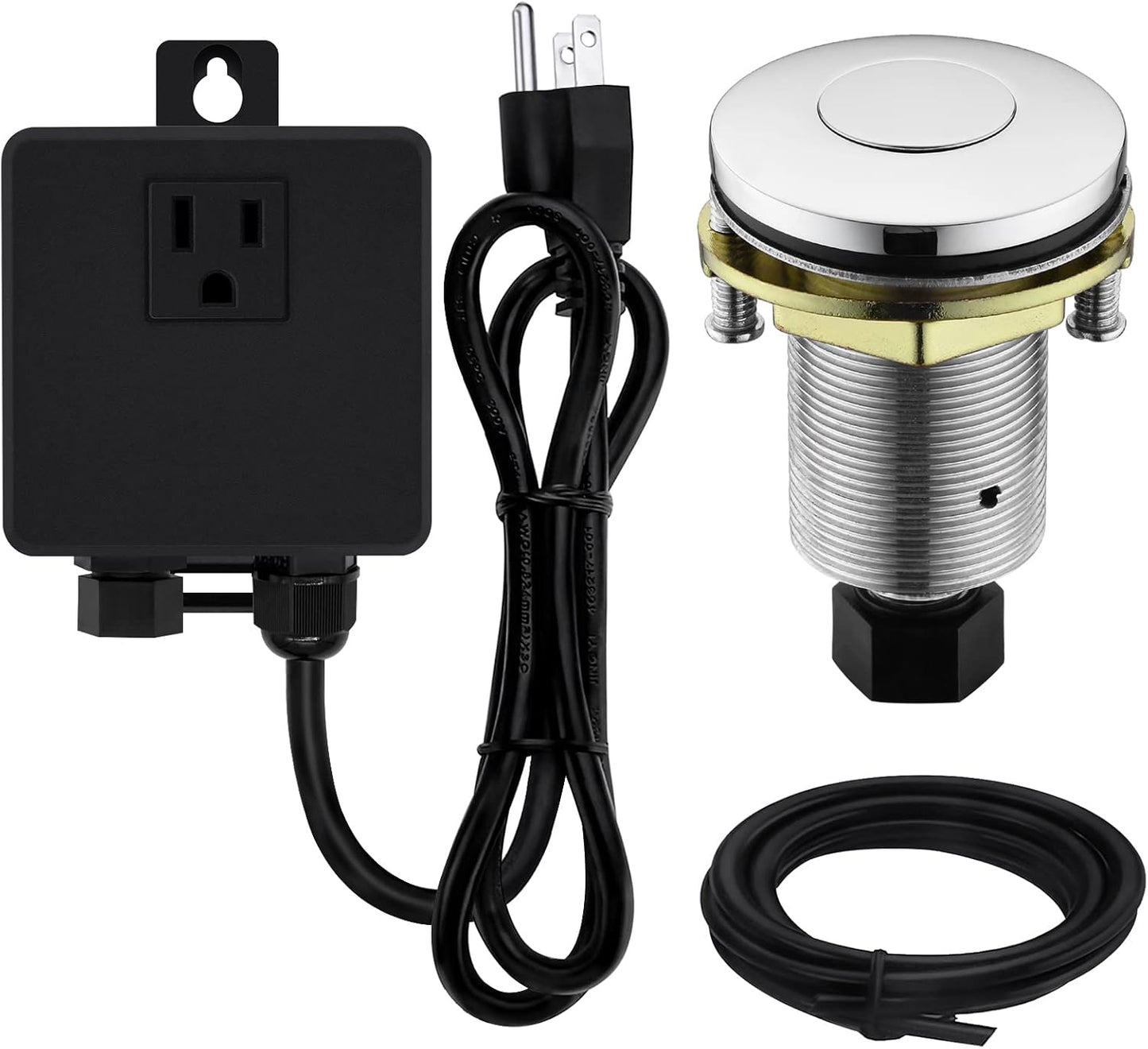 Garbage Disposal SinkTop Air Switch Kit with Stainless Steel Button,Chrome