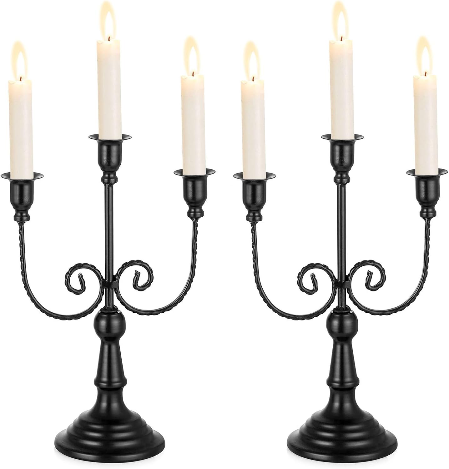 Sziqiqi Halloween Candle Holder Candelabra - Black Candle Stick Holders Pack of 2 Decorative Candleholders for Christmas Decoration