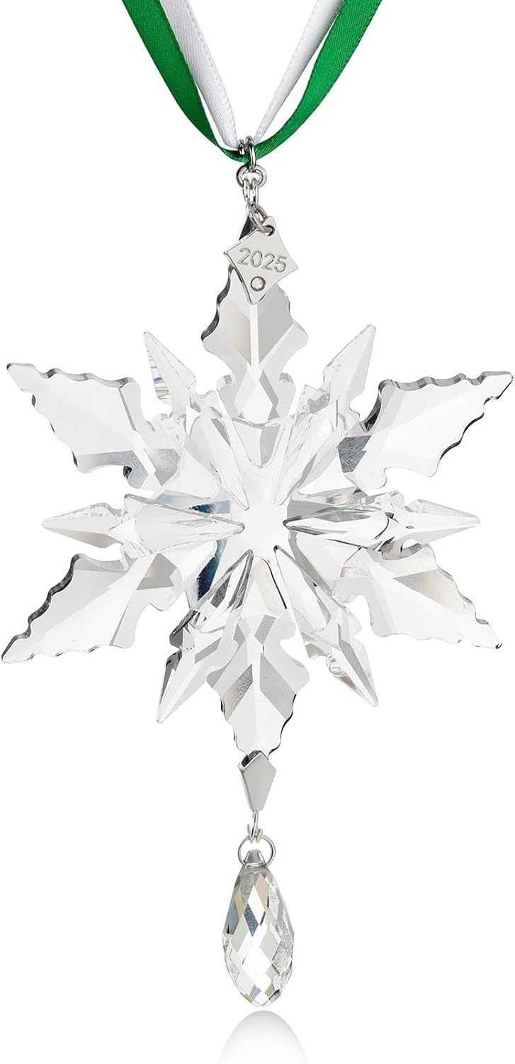 2025 Annual Christmas Ornaments Crystal Snowflake Star - Christmas Tree Ornaments Pendant Sun Catcher Home Hanging Decor (2025 White Crystal 3 Layers)