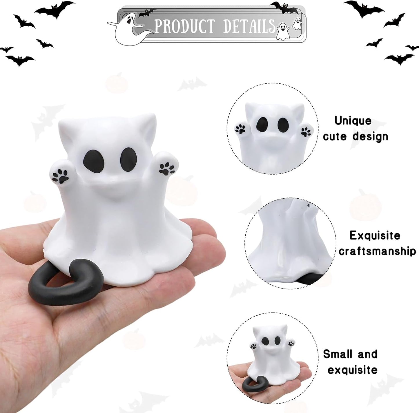Halloween Ghost Figurine, Funny Spooky Resin Ghost Cat Statue, Cute Decor for Halloween Decorations Indoor, Porch and Indoor Spooky Home Decor Gifts