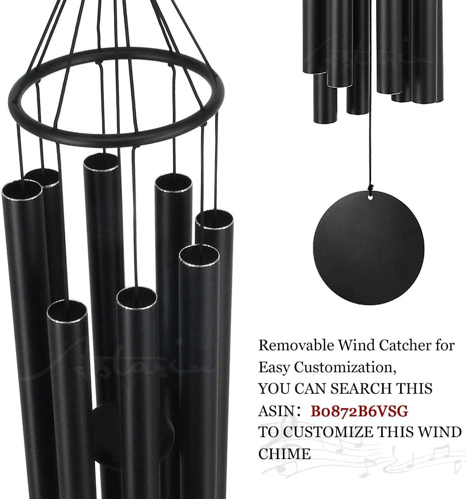 ASTARIN Large Wind Chimes for Outside(38 inch), Sympathy Wind Chimes Outdoor Clearance with 8 Aluminum Tuned Black Tubes, Memorial Wind Chimes Gift Decoration for Home, Garden,Patio,Backyard.