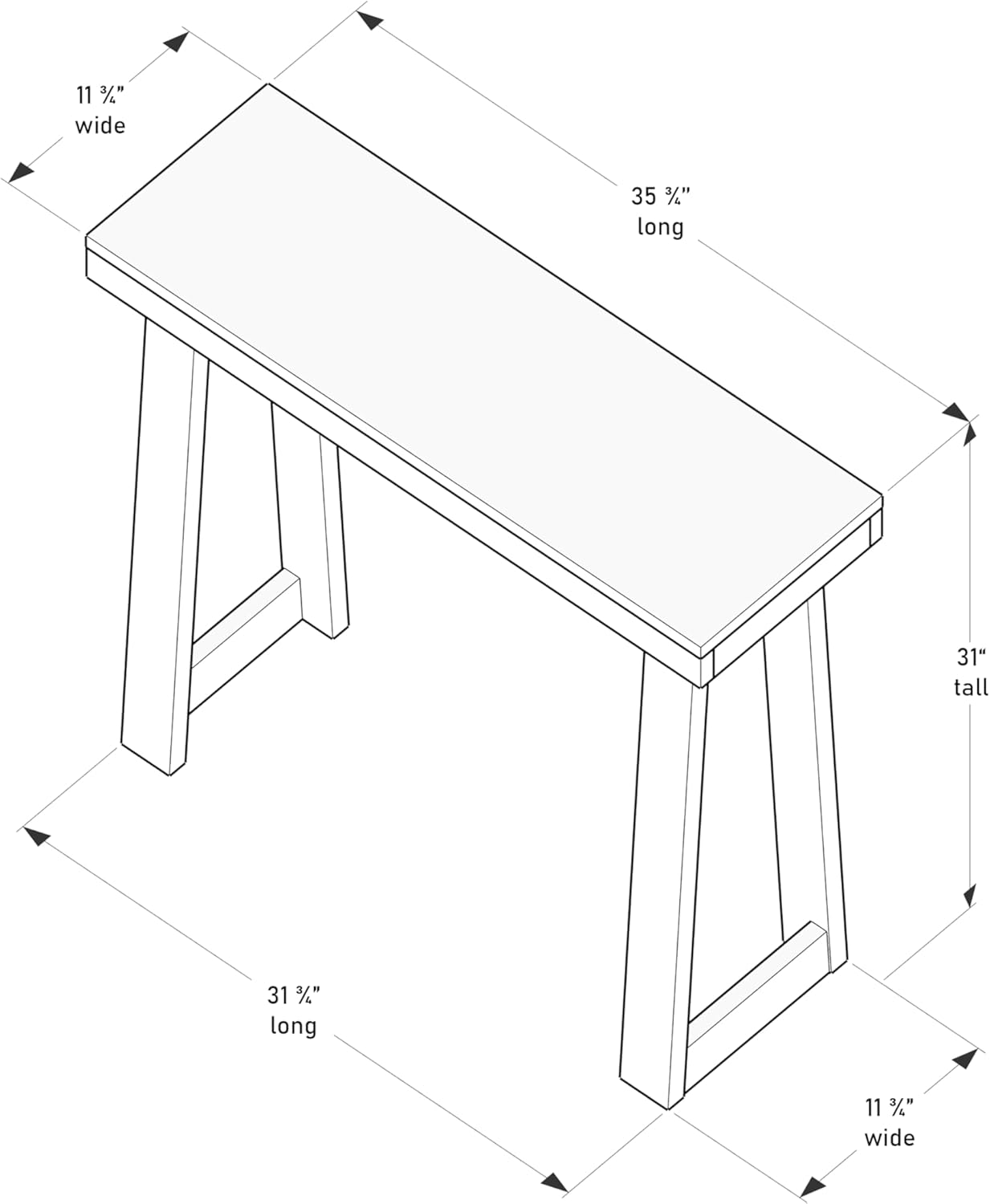 Plank+Beam Solid Wood Console Table, 36 Inch, Sofa Table, Narrow Entryway Table for Hallway, Behind The Couch, Living Room, Foyer, Easy Assembly, Coastal White
