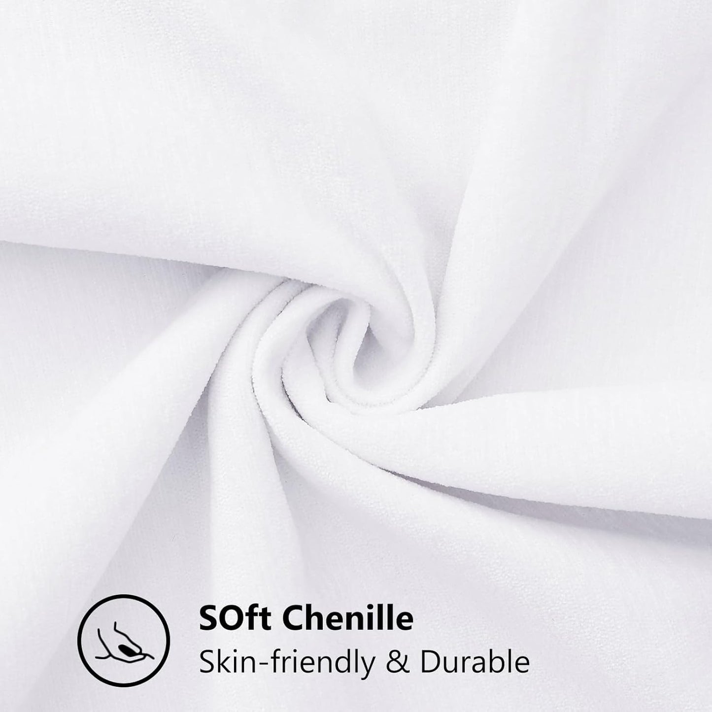 decorUhome Chenille Soft Throw Pillow Covers 24x24 Set of 2, Farmhouse Velvet Neutral Decorative Euro Pillow Covers with Stitched Edge for Couch Sofa Bed Home Decor, White