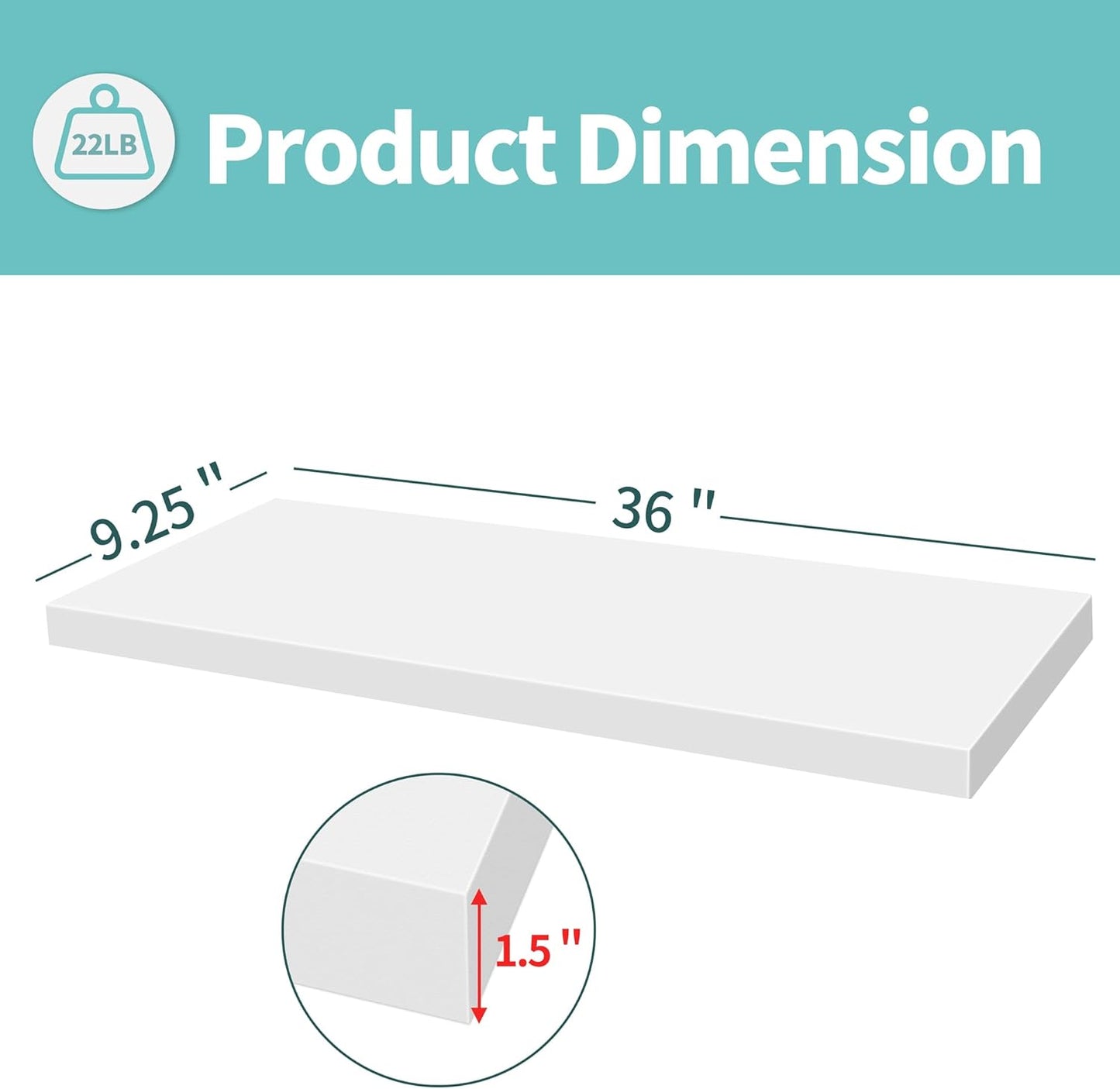 LaVie Home Floating Shelves, 36 Inch Wall Shelf Set of 2, Hanging Shelf with Invisible Brackets, Wall Decor for Bathroom, Bedroom, Living Room, Kitchen Storage, Modern White