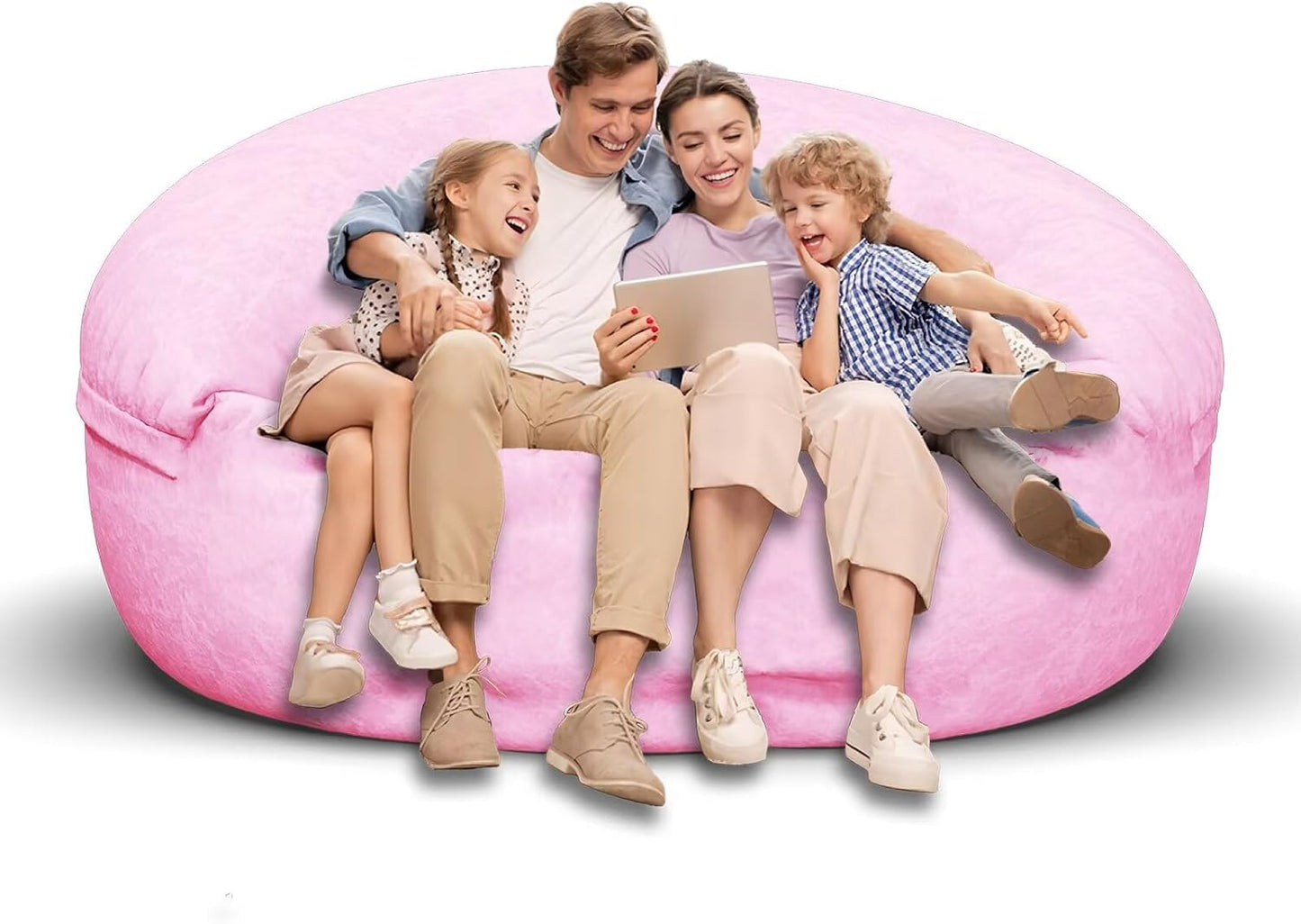 Bean Bag Chair for Adults 6FT,Soft Removable Cover for Teens/Girls Bedroom,Fluffy Giant Round Floor Beanbag Lounger Chairs (No Filler,Pink)