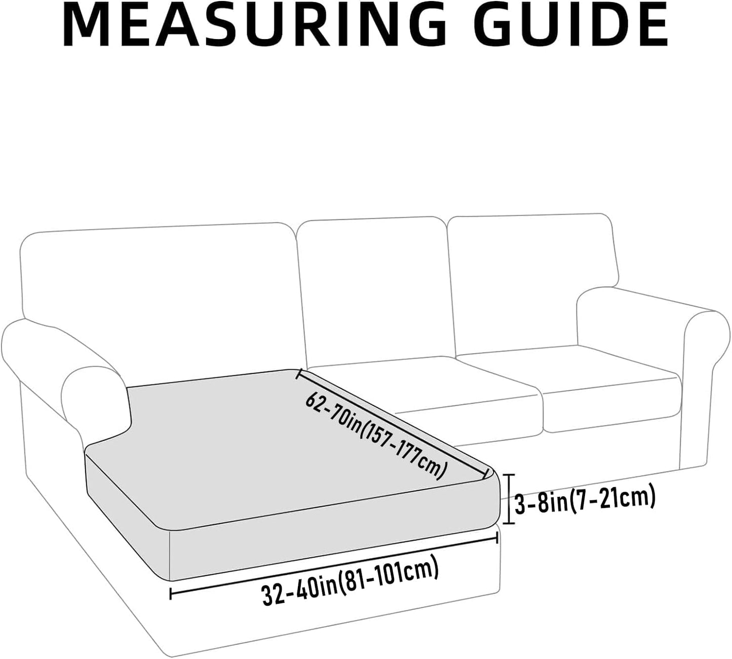 hyha Waterproof Couch Cushion Covers, Sectional Sofa Slipcovers Washable, L Shape Chaise Dog Couch Covers for Sectional Sofa, Universal Furniture Protector (1 Piece for Chaise XL, Taupe)