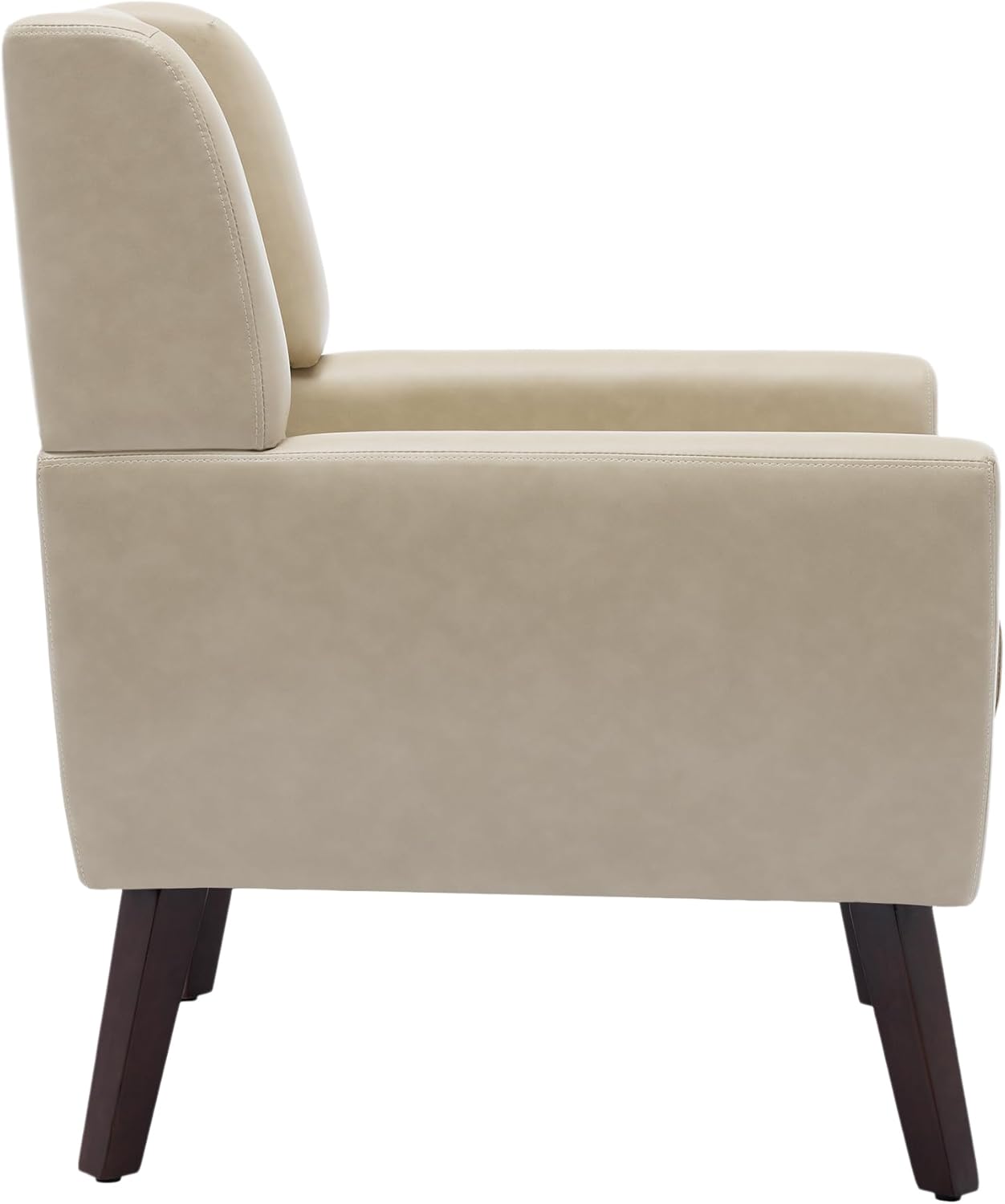 UIXE Faux Leather Accent Chair, Modern Arm Club Chair Upholstered Armchair for Living Room, Comfy Single Sofa Seats Button Tufted Reading Seating, Cream