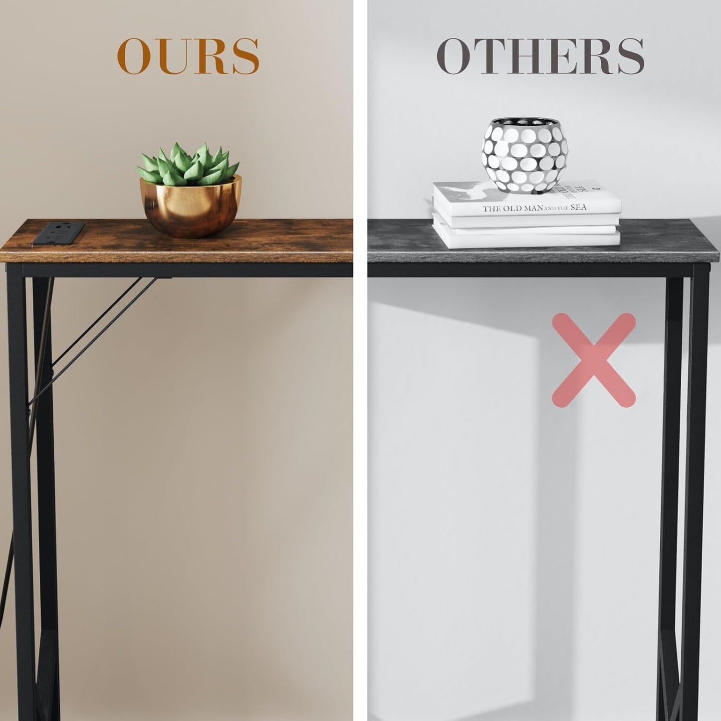 47.2'' Console Table, Skinny Entryway Table with Fast-Charging Station, Narrow Long Sofa Table, Behind Slim Couch Table for Entrance, Hallway, Living Room Decor ST-BR120-1