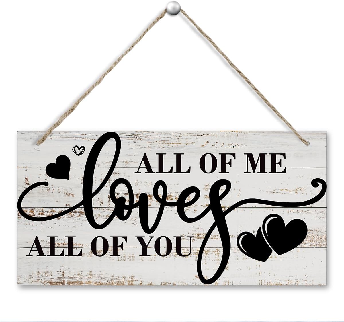 All Of Me Loves All Of You Wall Decor, Rustic Hanging Wooden Sign, Vintage Wooden Plaque, Modern Master Bedroom Sign, Love Quotes Wall Hanging Decor, Farmhouse Wall Decor, 11.8 * 5.9 Inch