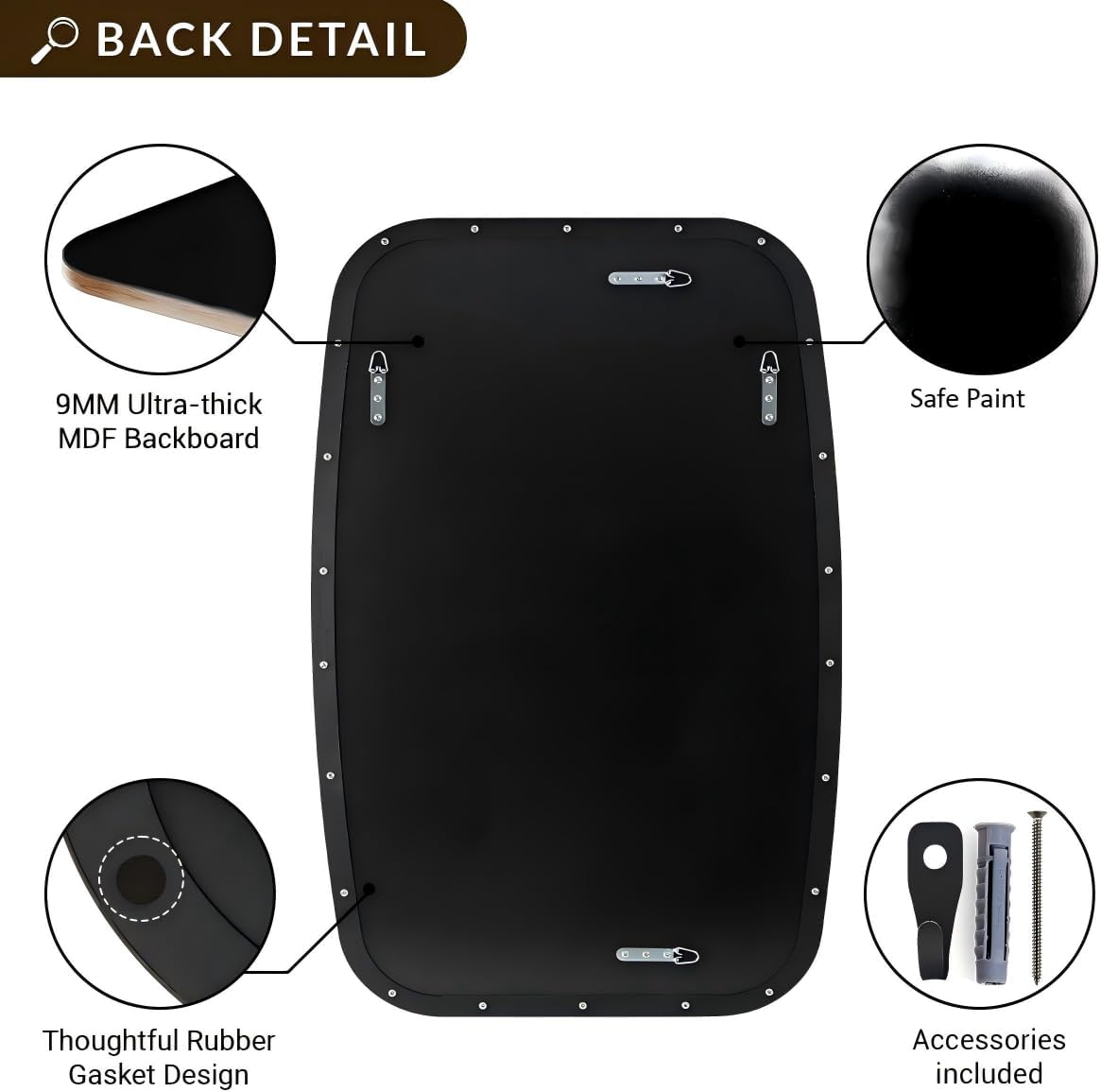 ANDY STAR Bronze Oblong Mirror, 36x40 Inch Brushed Bronze Oval Mirror for Bathroom with Stainless Steel Metal Frame, Wall Mouned for Bathroom, Living Room, Entryway