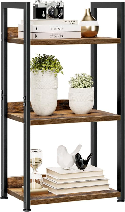 NUMENN Narrow Bookshelf, 3 Tier Bookshelves, Home Office Bookcase Shelf Storage Organizer, Free Standing Storage Shelving Unit for Bedroom, Living Room and Home Office, Vintage