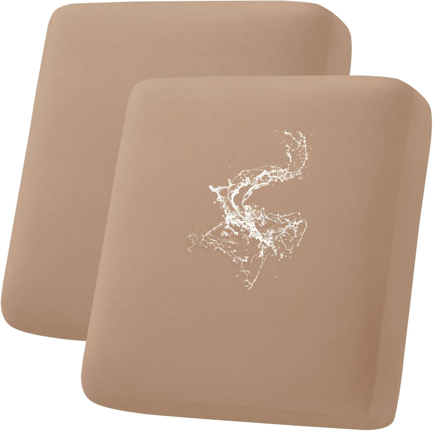 hyha Waterproof Couch Cushion Covers, Stretch Sofa Couch Seat Slipcover for Dog Washable, Non-Slip Waterproof Outdoor Cushion Covers for Patio Furniture Replacement (2 Pieces, Camel)