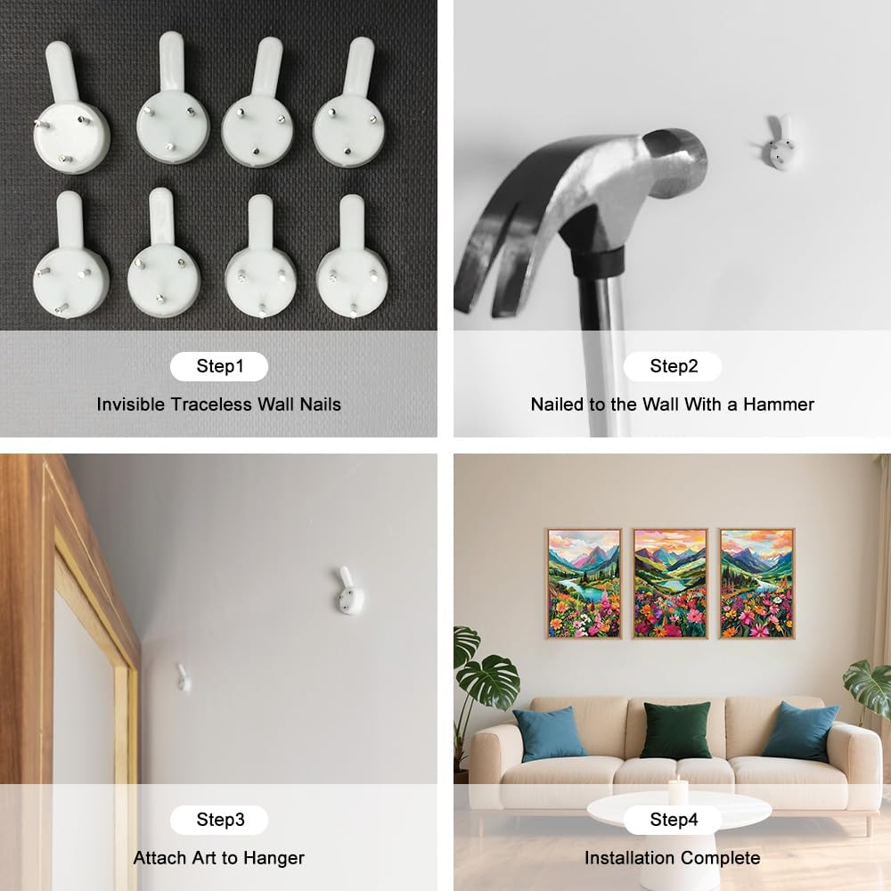 Celestdeco Wildflower Blossom Framed Canvas Wall Art Set, Colorful Flowers Painting, Abstract Landscape Wall Decor, Natural Ridge Floral Art Print for Living Room, Dining Room, Office - 24"x36"x3