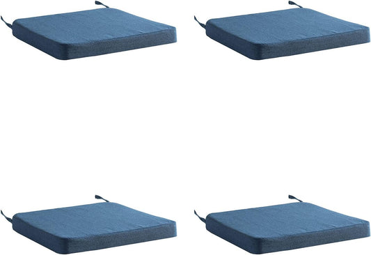 Chair Cushion for Dining Chairs with Ties 4 Pack Non Slip Memory Foam Kitchen Room Chair Pads for Outdoor Patio Furniture 17x16 Inch, Navy Blue