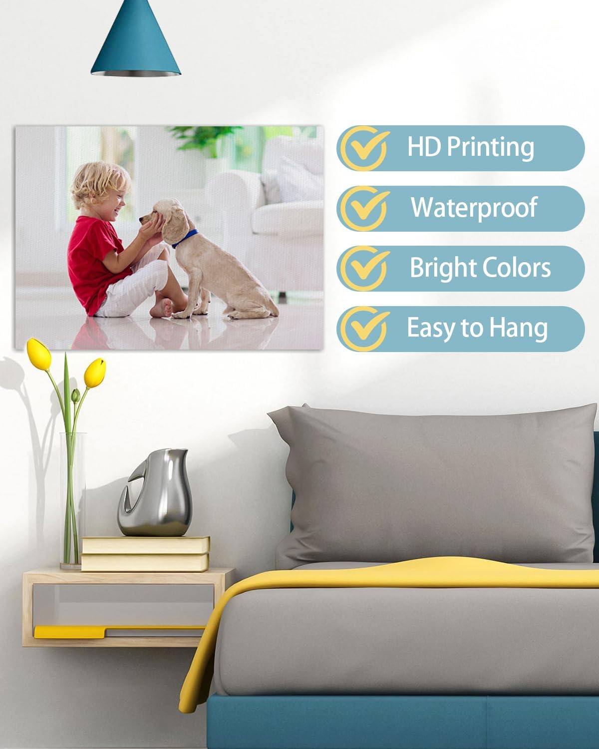 AbcCustomize Canvas Prints with Your Photos，Custom Canvas Wall Art for Bedroom, Living Room, Farmhouse Decor，Personalized Gifts Canvas Prints for Family，Friend，Lover，Pet