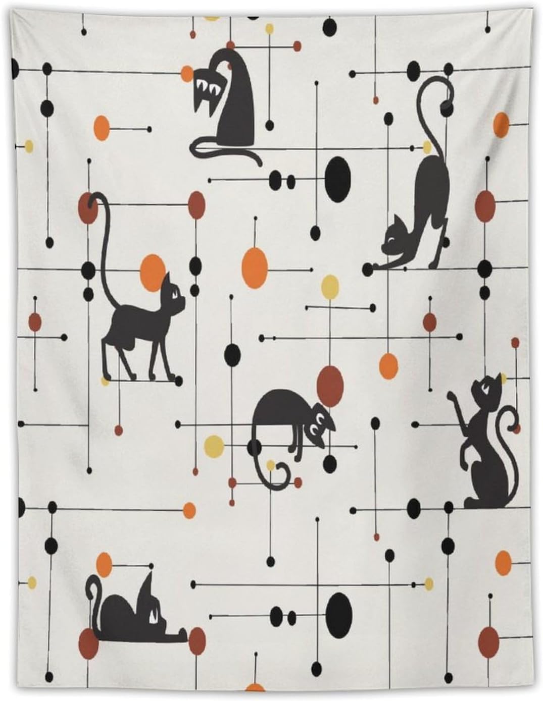 ICMOLYYENLO Abstract Cat Tapestry, Medieval Abstract Atomic Star Cat Vintage Home Wall Hanging Art Tapestry for Bedroom Living Room Dormitory 60x80 Inch