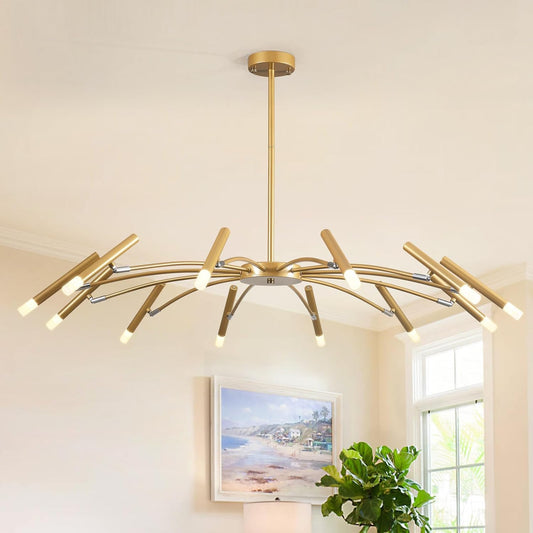 Gold Modern Chandelier 39.4" Large Chandelier Lighting Adjustable Ceiling Pendant Light 12 Light Pendant Light Fixtures for Living Room Dining Room Foyer