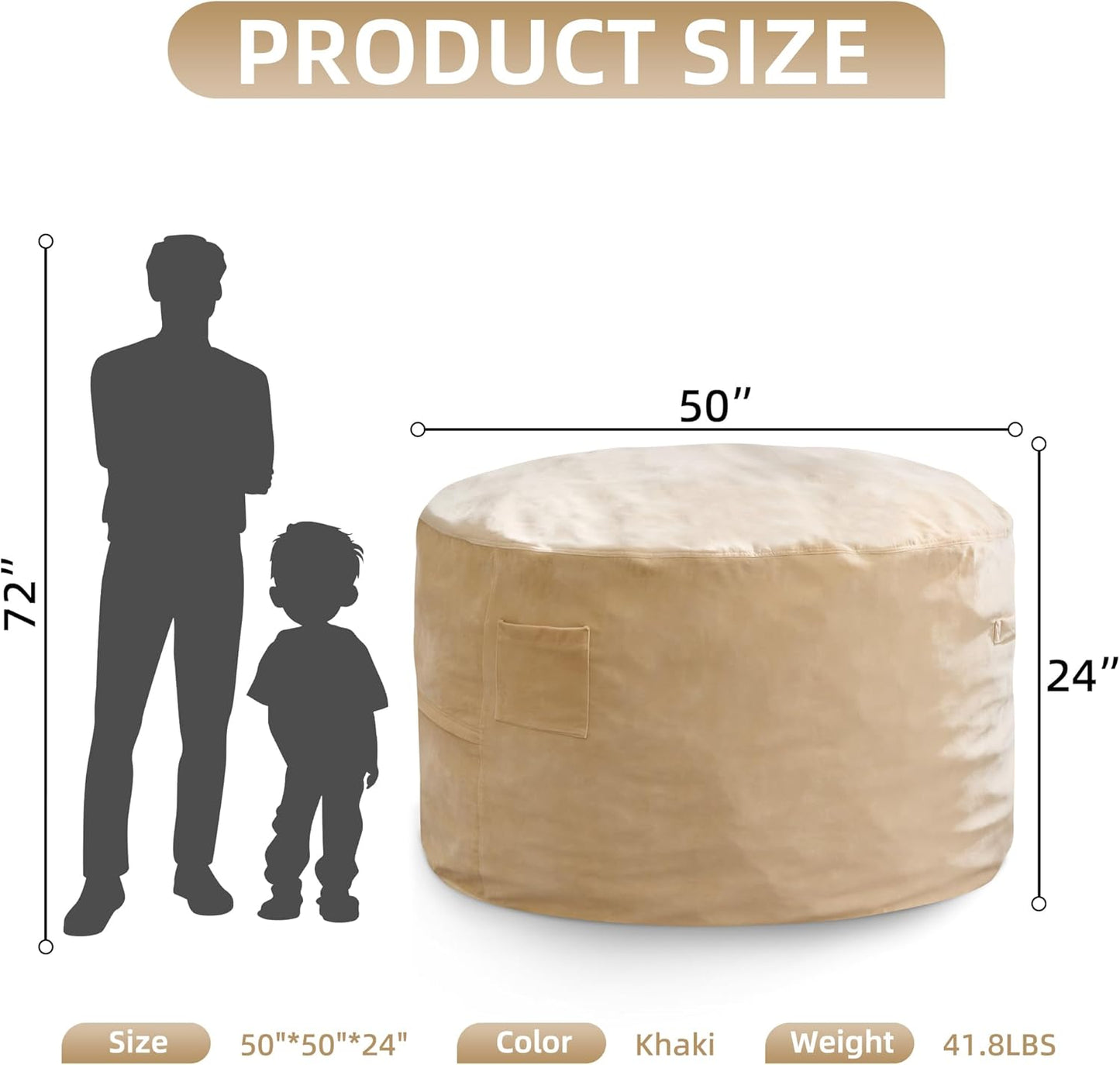 Hobestluk 5FT Bean Bag Chair Giant Bean Bag Chairs for Adults Large Bean Chairs with Removable Cover, Beanbag Chair with Filler, Adult Bean Bag Chairs for Living Room, Bedroom