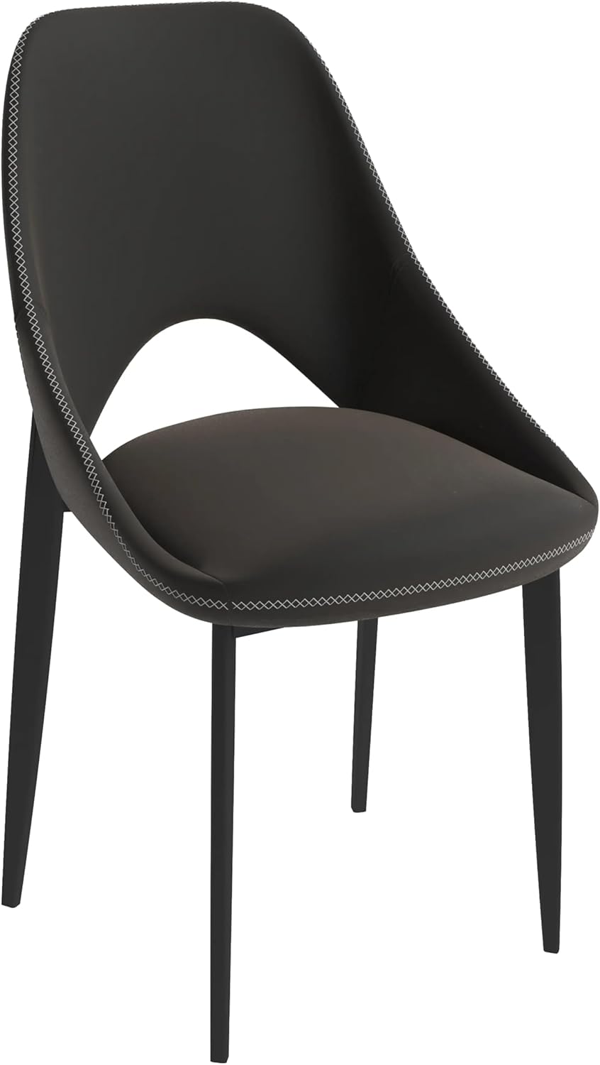 LeisureMod Amalfi Upholstered Fabric Dining Chair – Modern Side Chair with Iron Legs, Mid-Century Accent Chair for Dining Room or Kitchen