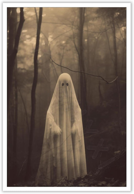 Ghost Forest Spooky Print Poster The Gothic Room Decor Creepy Picture Posters Dark Academia Aesthetic Family Prints Canvas Wall Art Home Apartment Decorations 16X24inch Unframed