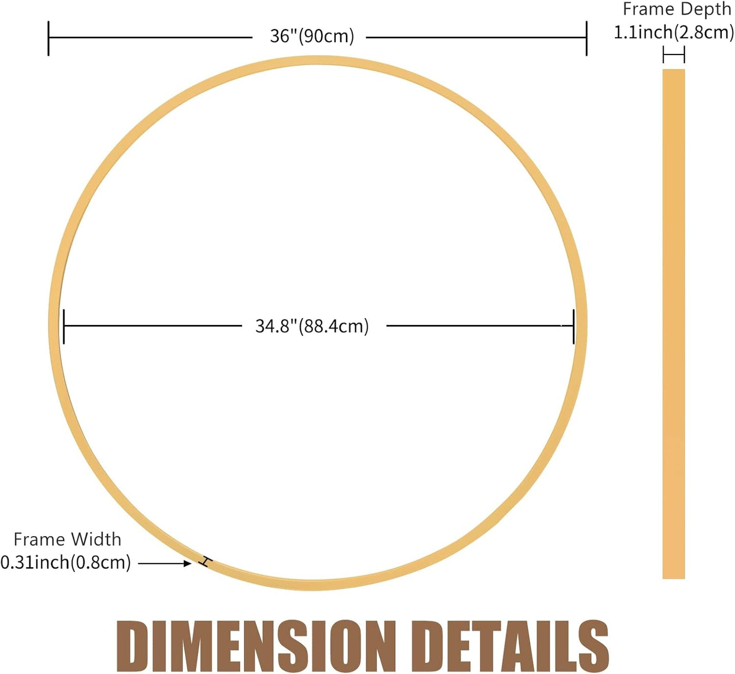 BEAUTYPEAK Circle Mirror Gold 36 Inch Wall Mounted Round Mirror with Brushed Metal Frame for Bathroom, Vanity, Living Room, Bedroom, Entryway Wall Decor (Gold, 36 Inches)