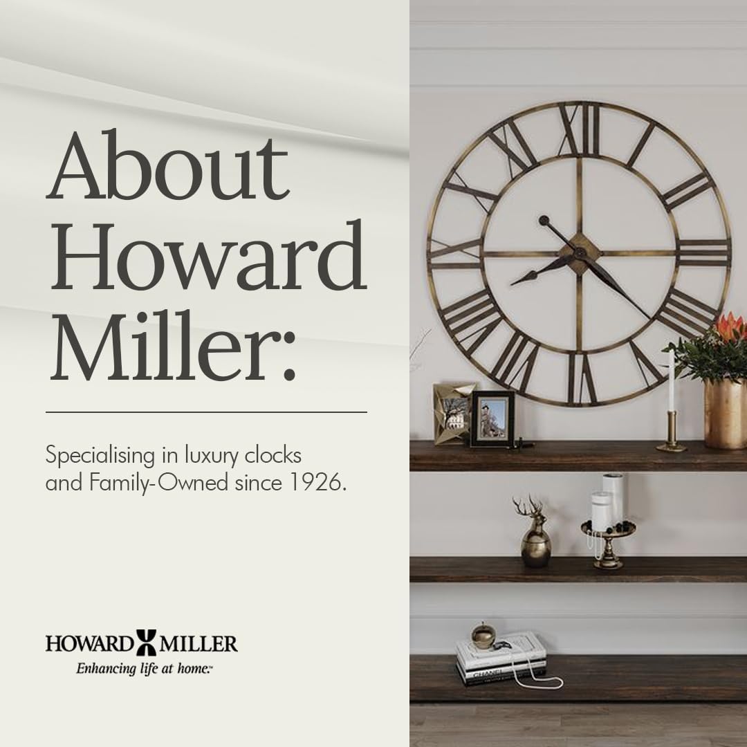 Howard Miller Paulina Wall Clock, Gray Finishes with Golden Pendulum & Quartz Movement, Classic Round White Dial with Roman Numeral Perfect for Home Decor, Living Room & Office Wall Mount