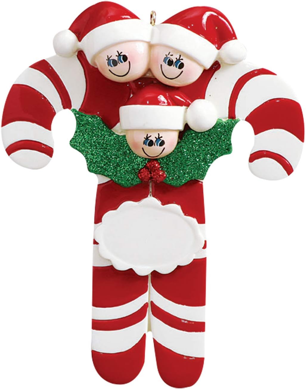 Candy Cane Family of 3 Ornament 2025 Personalized Family Christmas Ornaments 2025 | Holiday Keepsake Holly Berries Personalized Tree Ornaments for Grandchildren, Siblings & Grandkids of Three Ornament