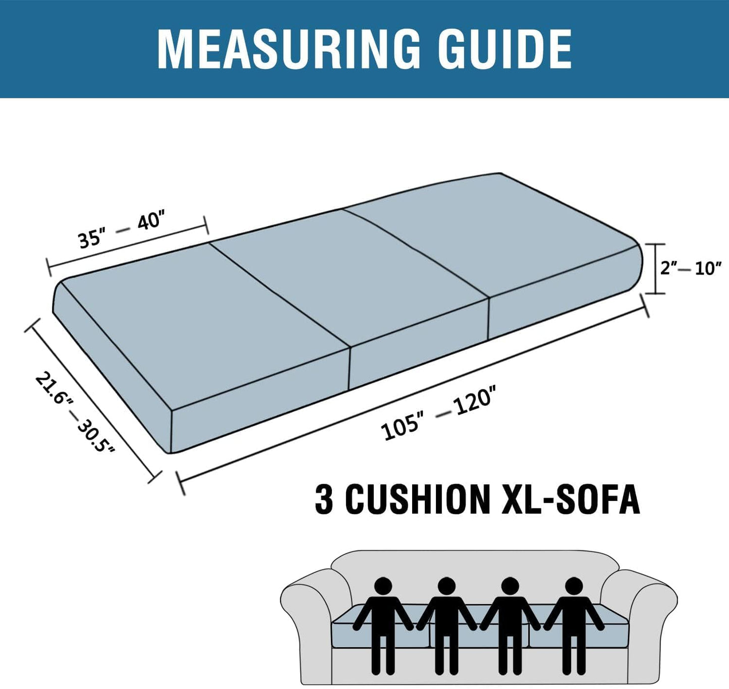 H.VERSAILTEX Super Stretch Individual Seat Cushion Covers Sofa Covers Couch Covers Slipcover Sets Thick Jacquard Textured Twill Fabric (3 Piece XL Sofa Cushion Covers, Olive)