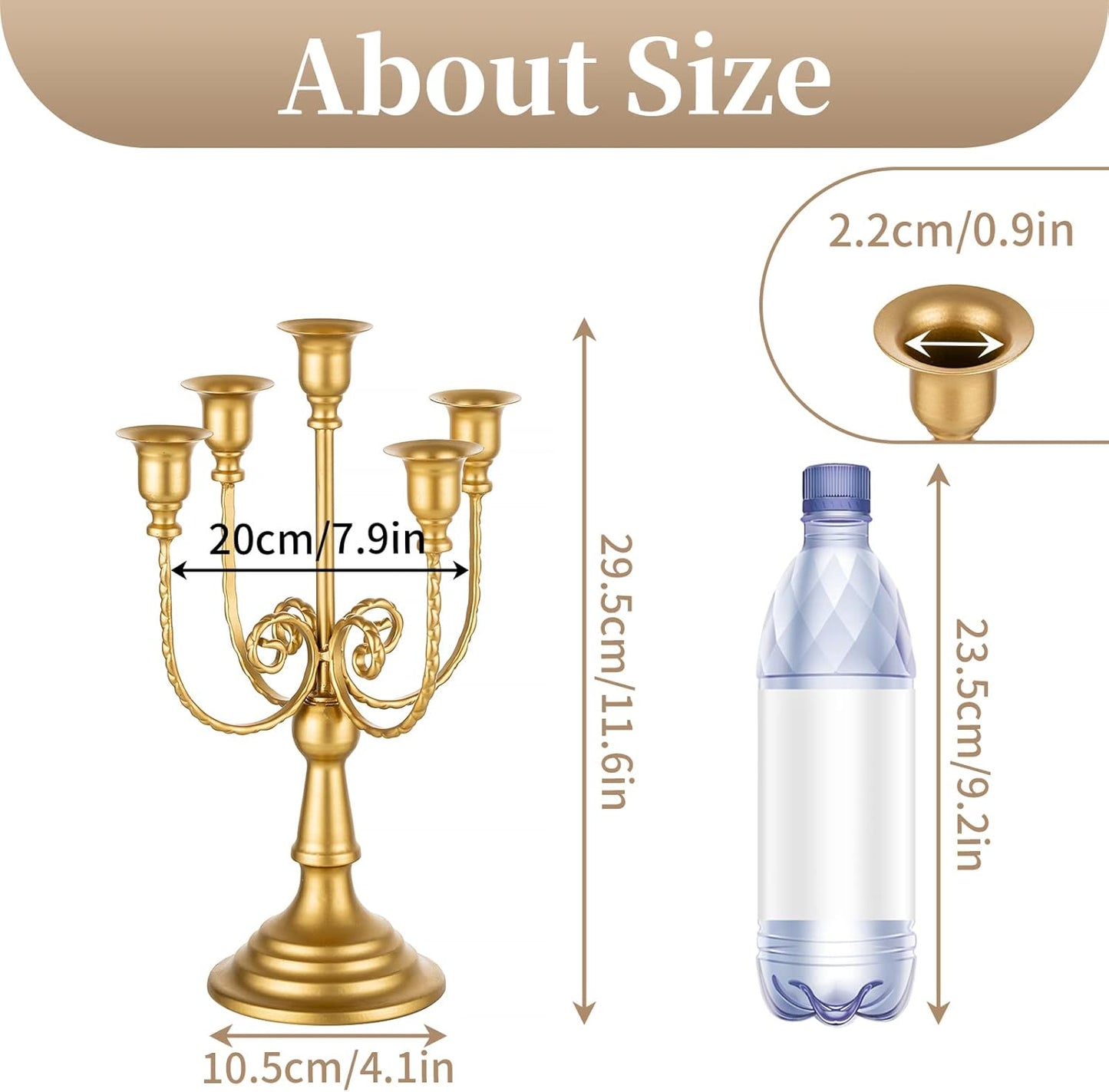 Sziqiqi Candelabra Candle Holder Gold Set of 2-5-stem Metal Candlestick Holders for Taper Candles for Centerpieces Table Wedding Birthday Fireplace Christmas Decor