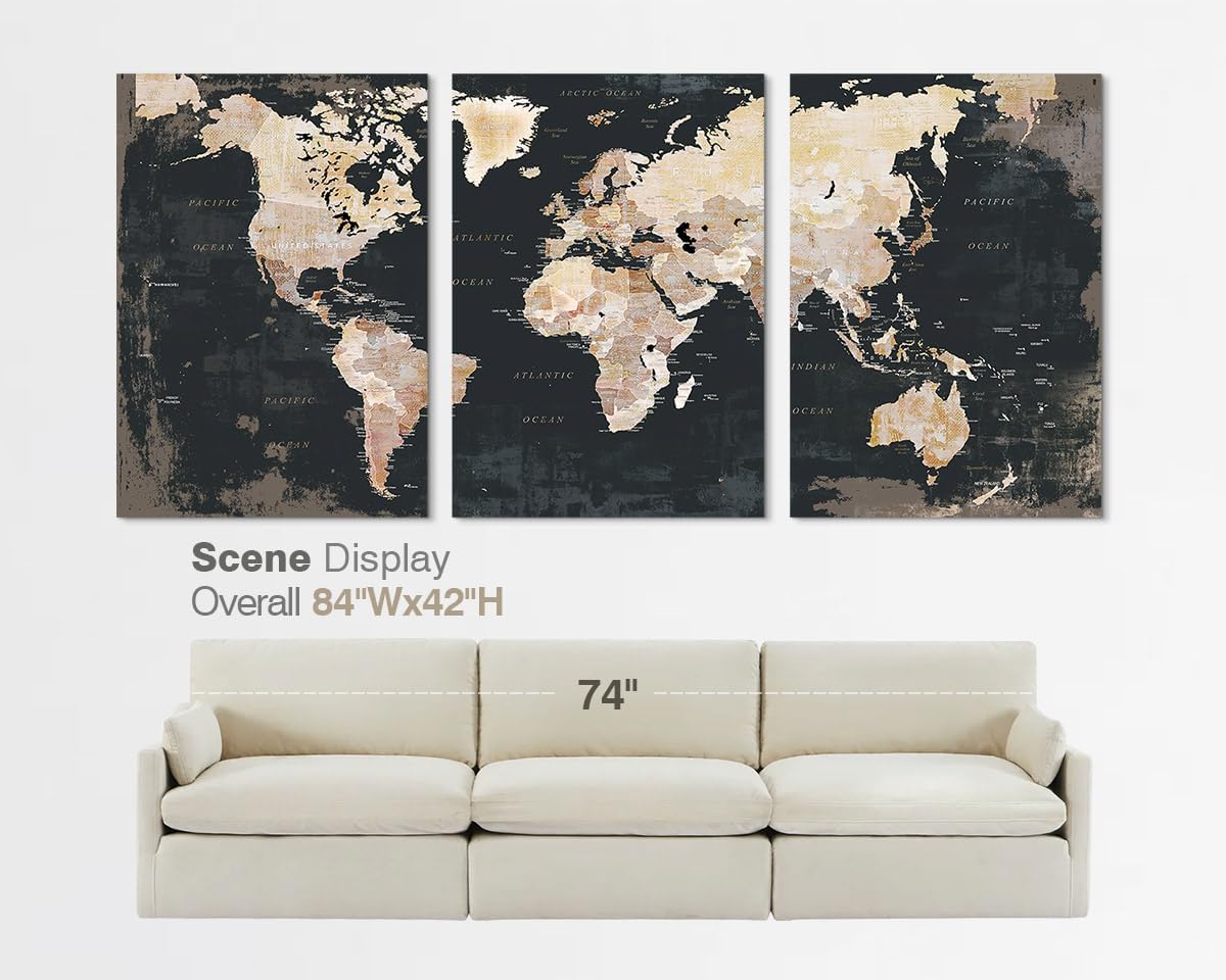 Black and White Wall Art for Living Room Map Office Wall Decor for Bedroom Modern Artwork for Wall Oversize Large Decor for Kitchen