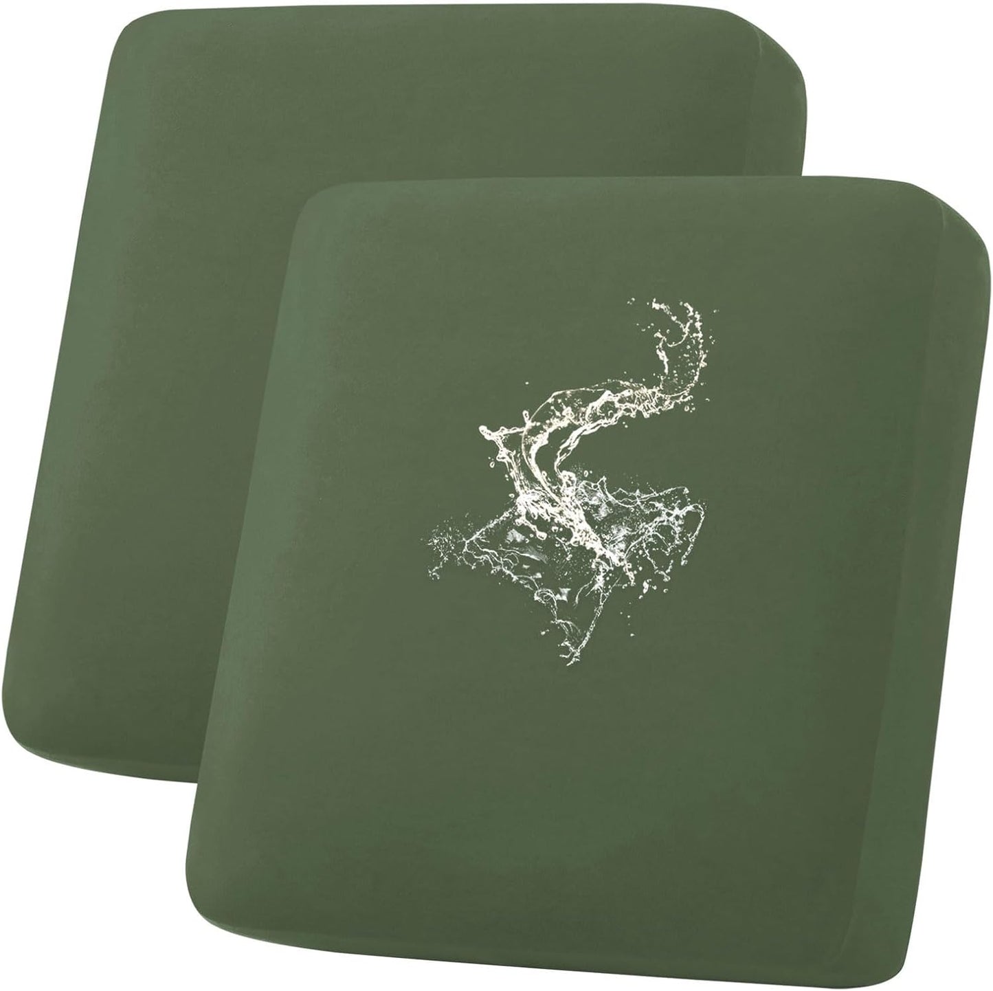 hyha Waterproof Couch Cushion Covers, Stretch Sofa Couch Seat Slipcover for Dog Washable, Non-Slip Waterproof Outdoor Cushion Covers for Patio Furniture Replacement (2 Pieces, Bronze Green)