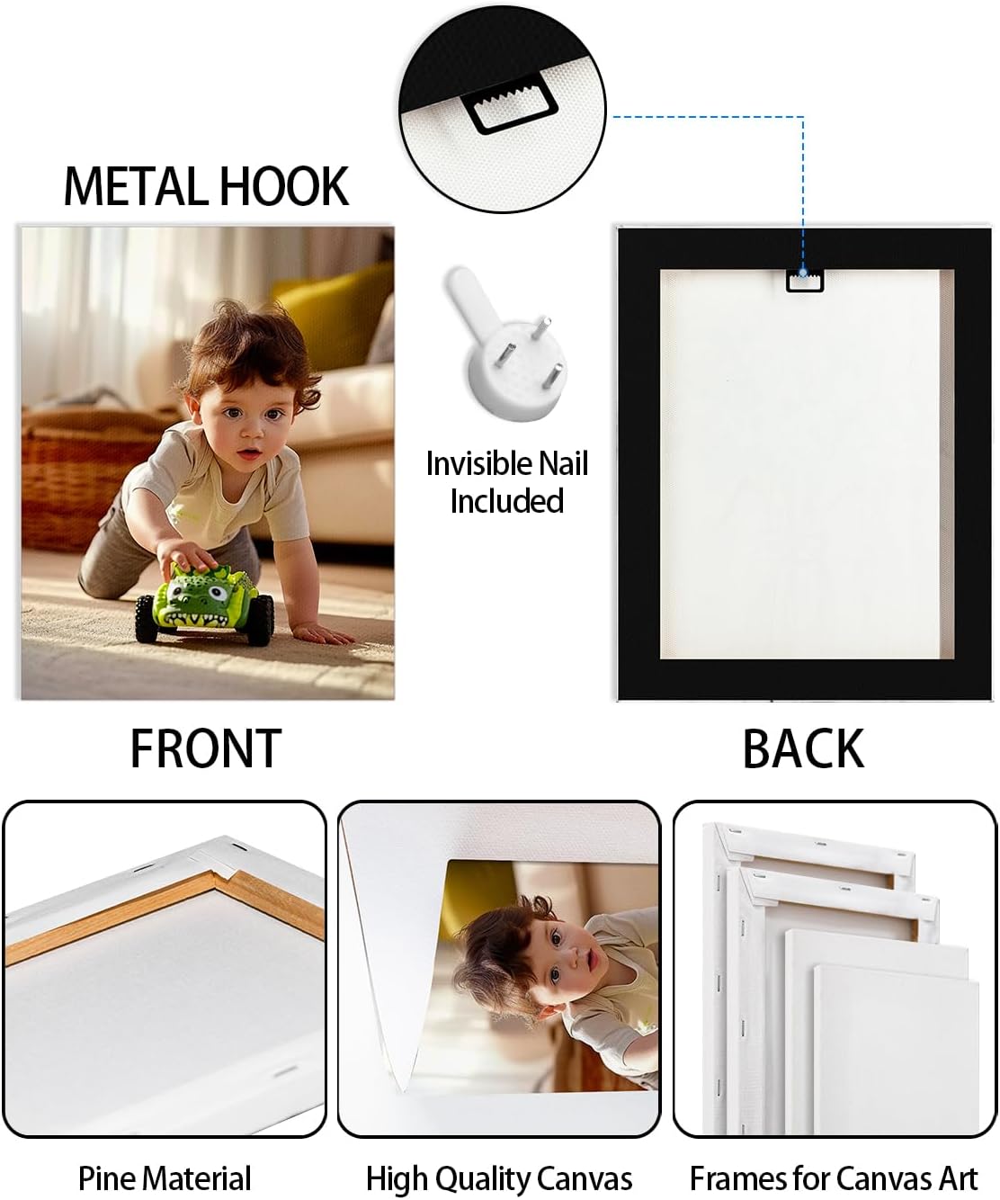 AbcCustomize Canvas Prints with Your Photos，Custom Canvas Wall Art for Bedroom, Living Room, Farmhouse Decor，Personalized Gifts Canvas Prints for Family，Friend，Lover，Pet