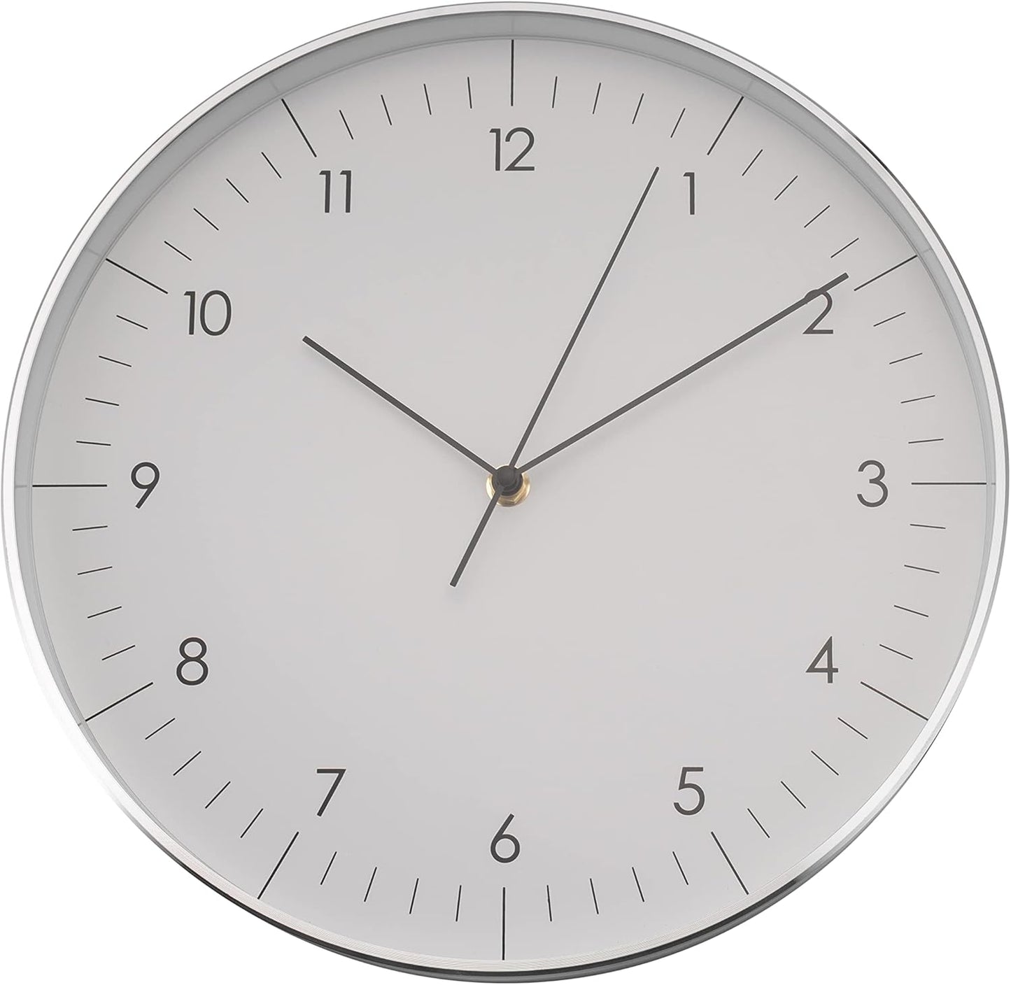 LUUK LIFESTYLE Modern Wall Clock Without Ticking, Pure Minimalist Design, legible Digits, Home Decor for Living Room, Office, in White and Silver