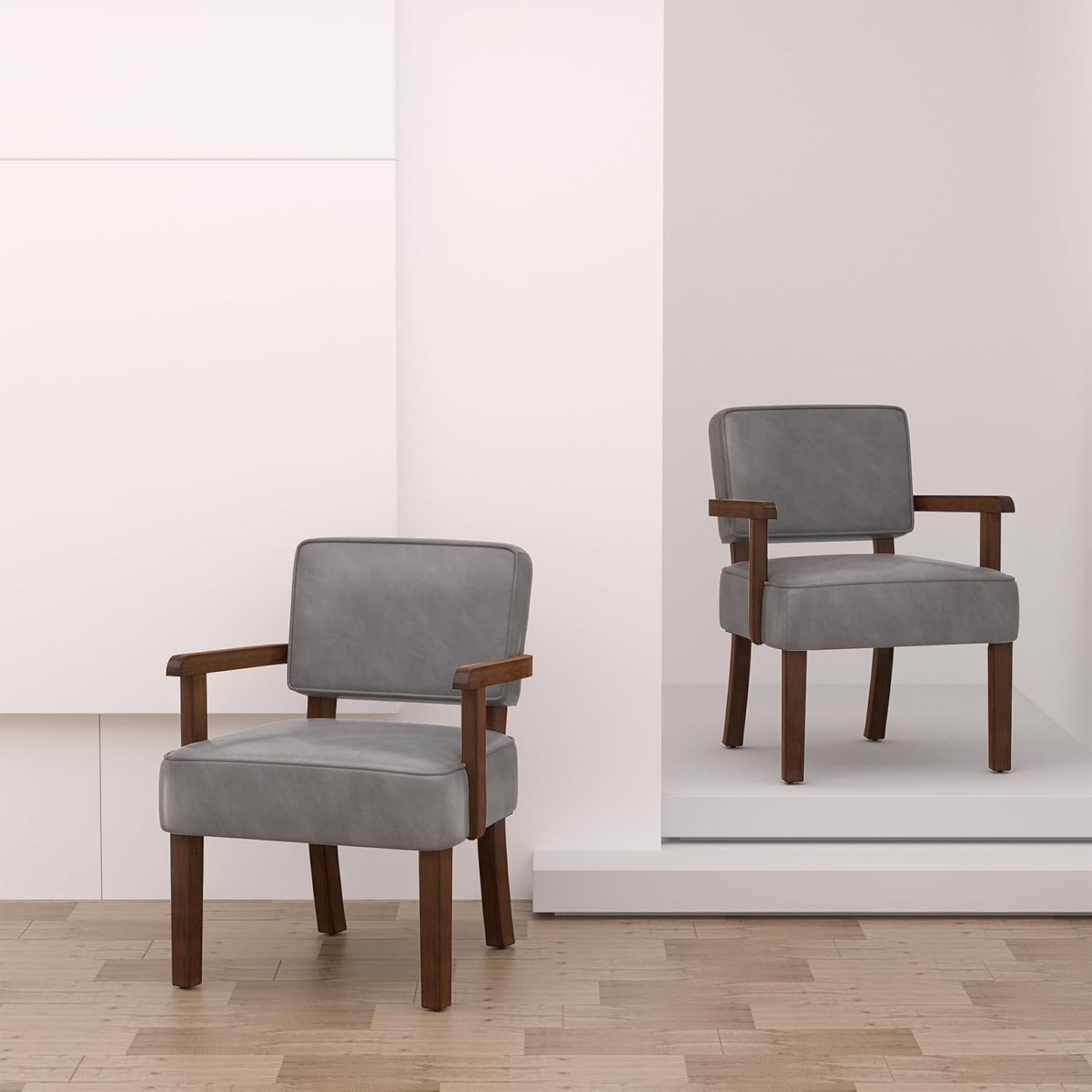 PU Leather Accent Chair, Oversized Living Room Chairs with Soft Seat and Armrests, Armchair for Bedroom, Dinning, Reading, Waiting Rooms