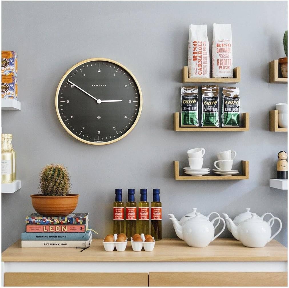 NEWGATE® Mr Clarke Wall Clock | Large Scandi Inspired Plywood Clock | 16 inch | Pale Wood case with Dark Grey dial | Modern Minimalist Design for Kitchen, Living Room or Office