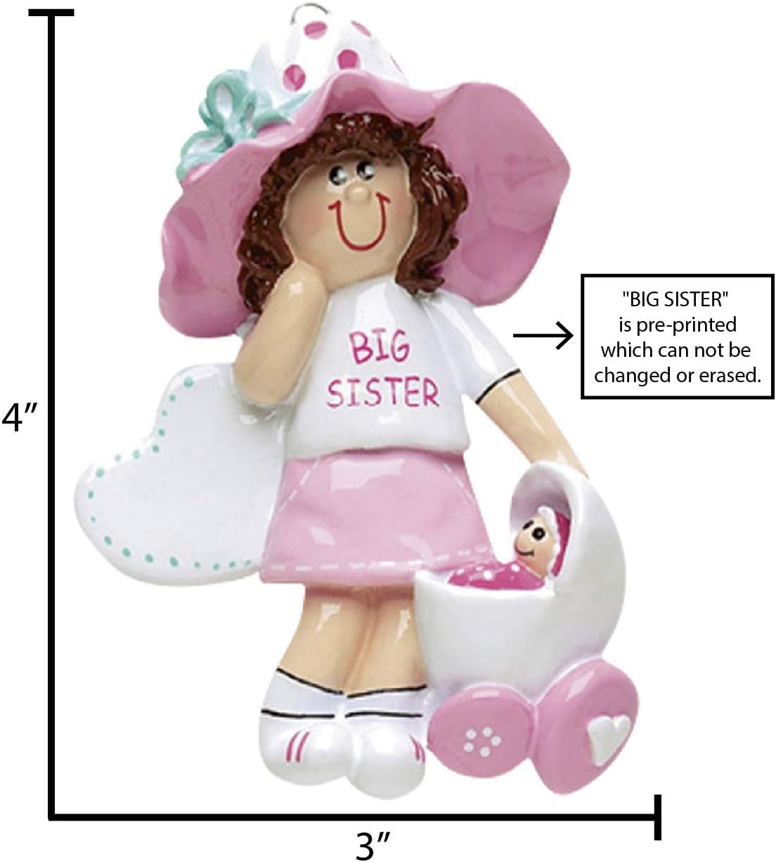 3D Toddler Ornaments for Christmas Tree 2025 - Big Sister Stroller Ornament for Kids Cozy Pajama Ornament for Girl Personalized Christmas Ornaments for Kids Gifts for Girls Toddler Girl Decorations