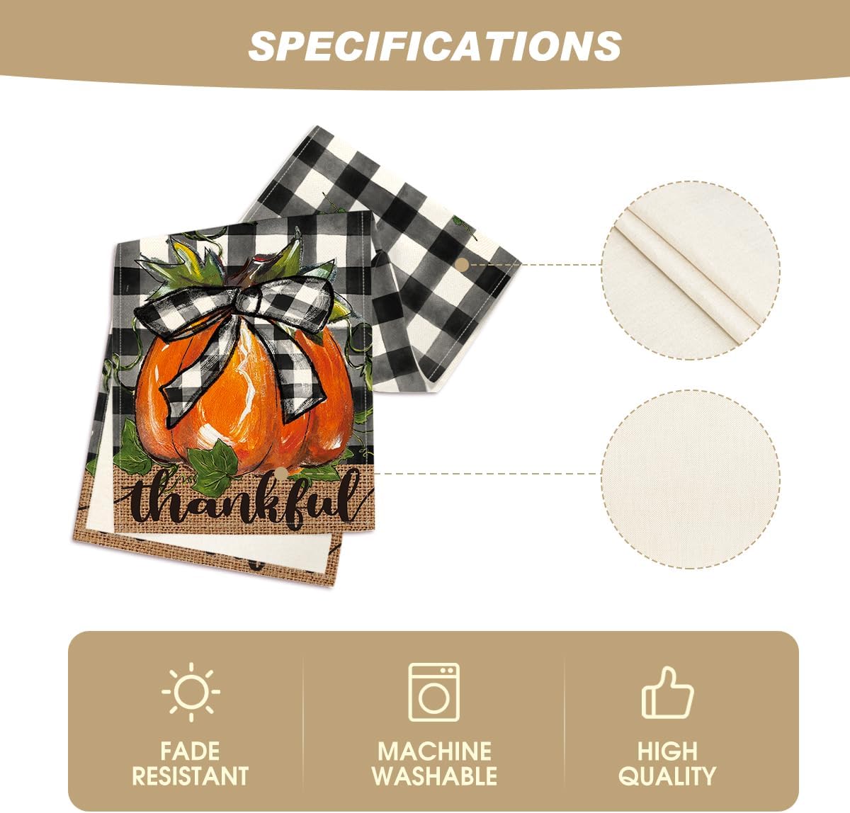 Artoid Mode Buffalo Plaid Bowknot Pumpkin Thankful Fall Table Runner, Autumn Thanksgiving Kitchen Dining Table Decoration for Home Party Decor 13x120 Inch