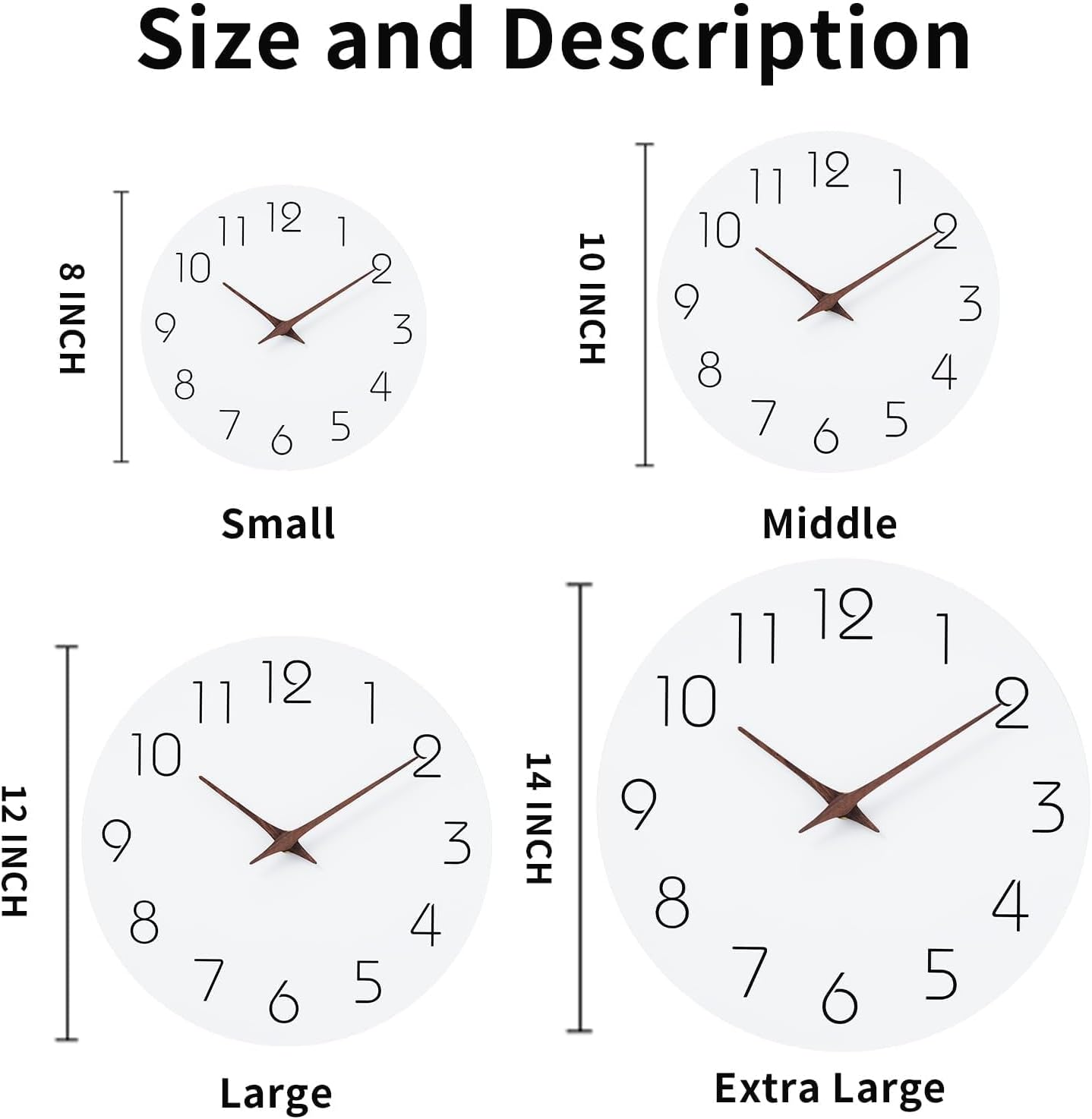 Mosewa Wall Clock 12 Inch Silent Non Ticking Battery Operated Wooden White Modern Office Simple Minimalist Clock Decorative for Kitchen Home Bathroom Living Room