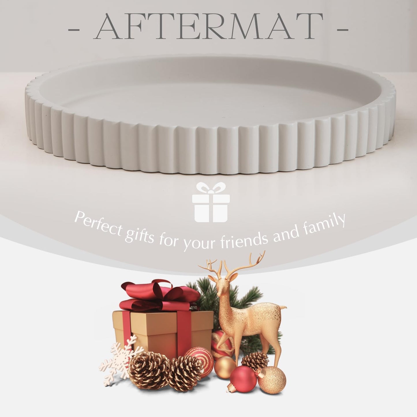 Decorative Tray for Coffee Table, Living Room, Side Table, 11" Gray Round Concrete Home Decor Serving Trays for Accent Table, Console Table