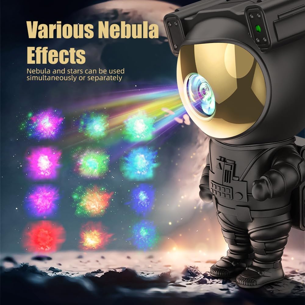 Astronaut Galaxy Projector Night Light with Timer and Remote Star Starry Nebula LED Lamp, Gift for Kids and Adults for Bedroom, Christmas, Birthday, Valentine's Day etc. (Black-Golden)