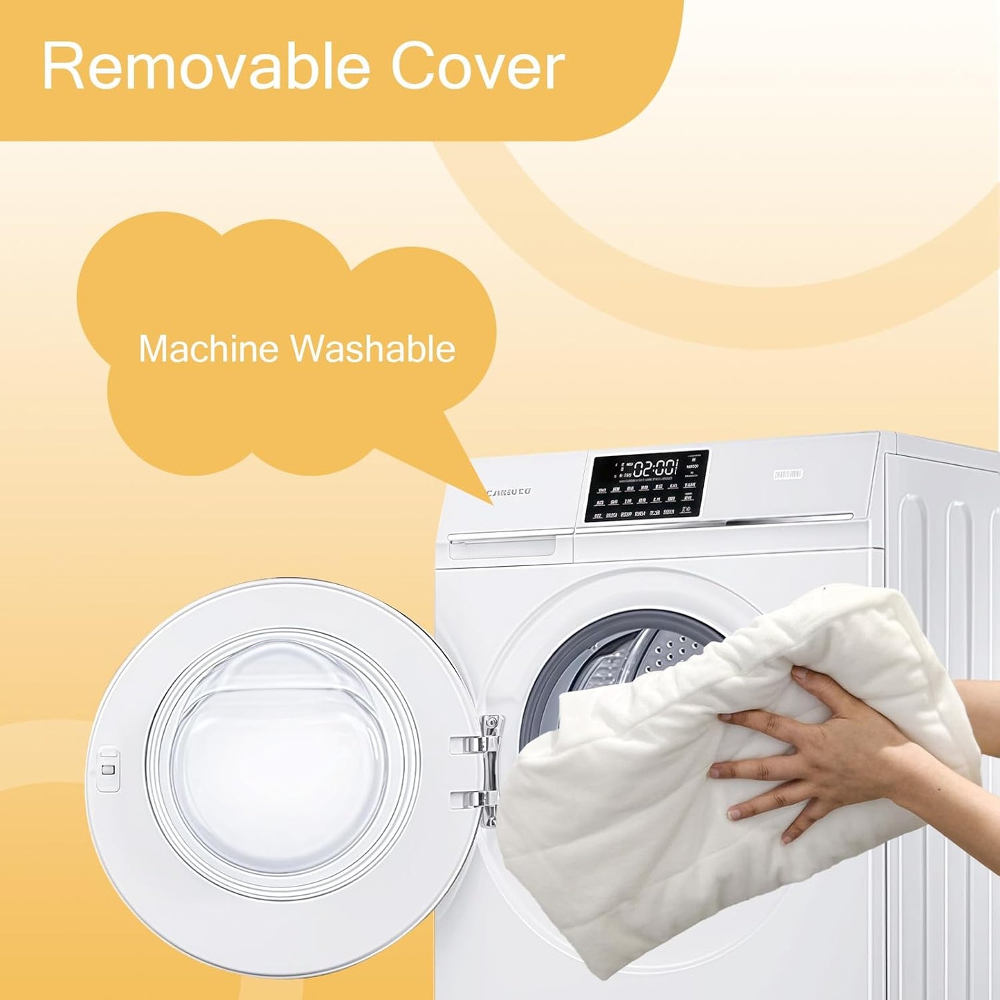 MeMoreCool Round Stuffed Pouf Ottoman Foot Rest, Floor Pouf Foot Stool with Soft Foam Chunk Filling, Small Round Ottoman Footstool Circle Footrest for Living Room, Off-White