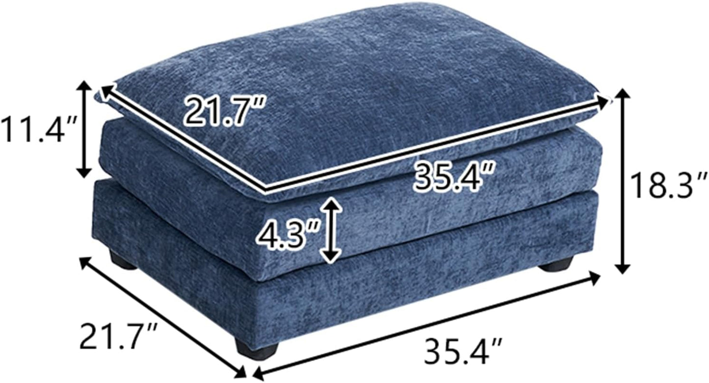 Karl home Modular Ottoman for Sectional Sofa, Chenille Comfy Upholstered Furniture for Living Room, Apartment, Studio, Office, (Ottoman, Dusty-Blue)