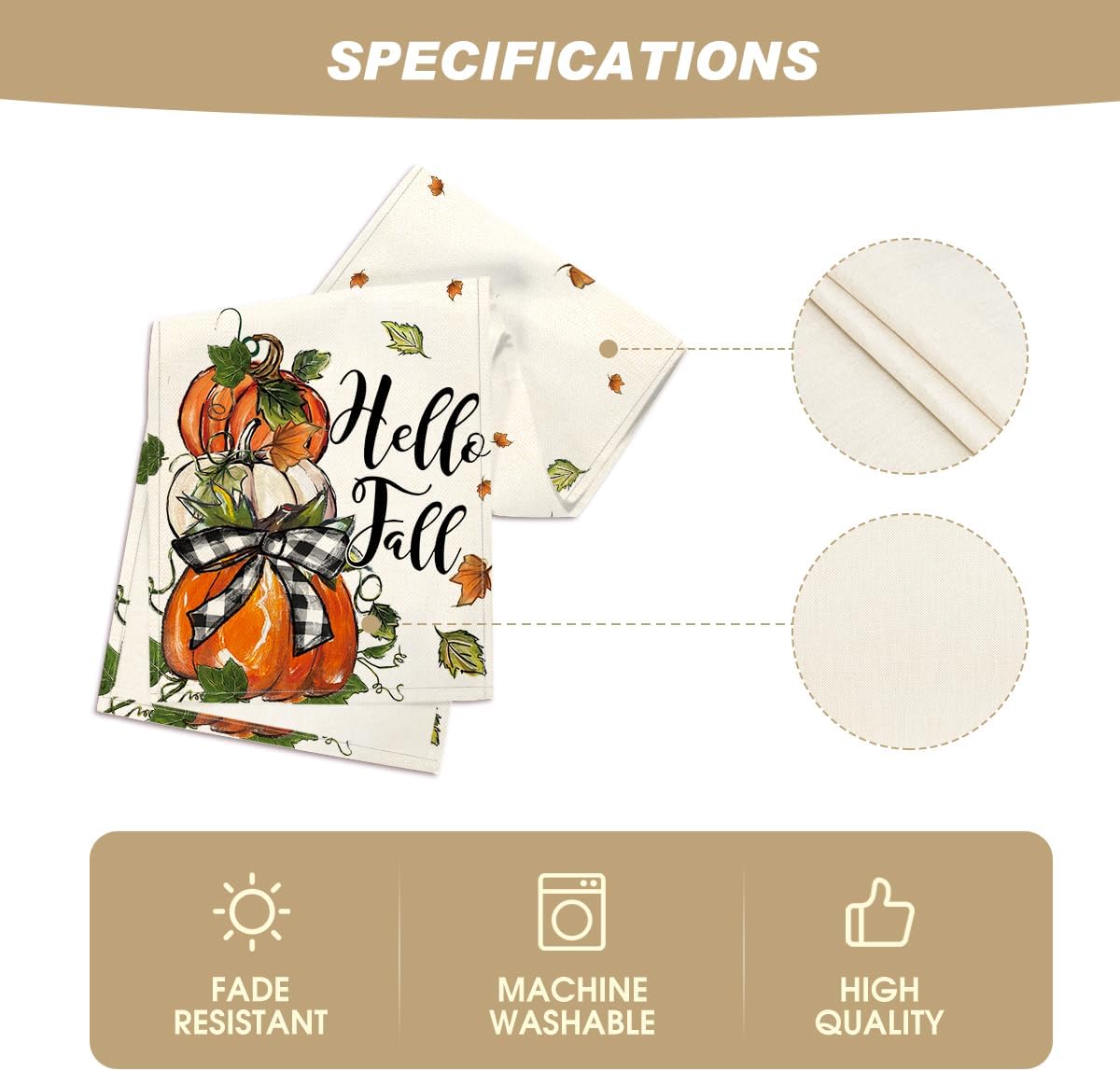 Artoid Mode Pumpkins Bowknot Maple Leaf 210 GSM Fall Table Runner, Seasonal Autumn Kitchen Dining Table Decoration for Home Party Decor 13x48 Inch