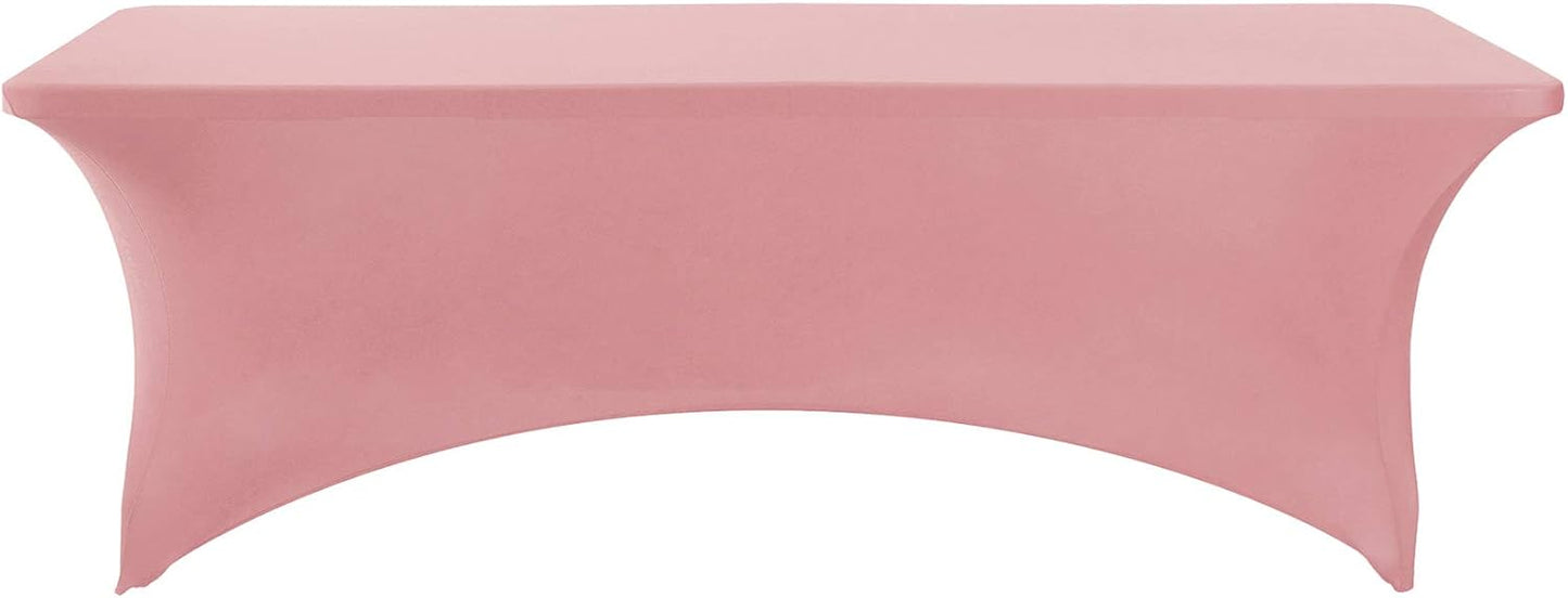 2Pack Spandex Table Cover for 6Ft or 4fT or 8ft Table Universal Fitted Stretch Tablecloth for Party, Banquet, Wedding and Events-Dusty Pink