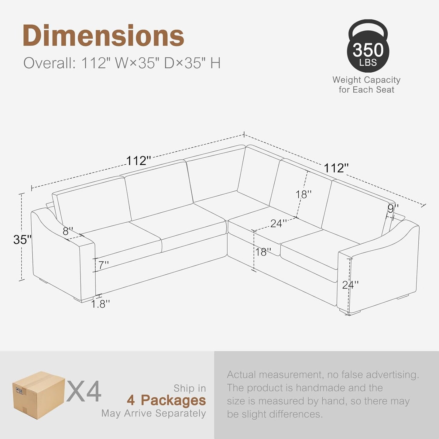 112" L Shaped Sectional Sofa with Detachable Sofa Cover, Reversible Sectional Modular Couch for Living Room, Linen Fabric Corner Couch with 7 Seats, Oatmeal