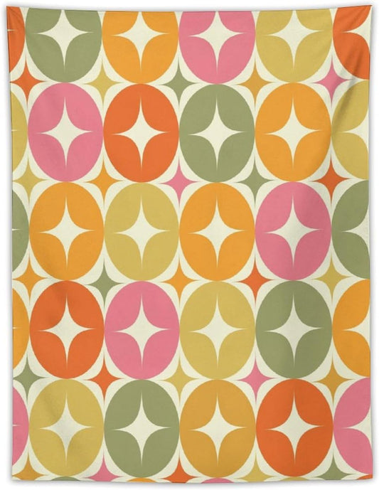 ICMOLYYENLO Abstract Cat Tapestry, Medieval Abstract Atomic Star Cat Vintage Home Wall Hanging Art Tapestry for Bedroom Living Room Dormitory 50x60 Inch