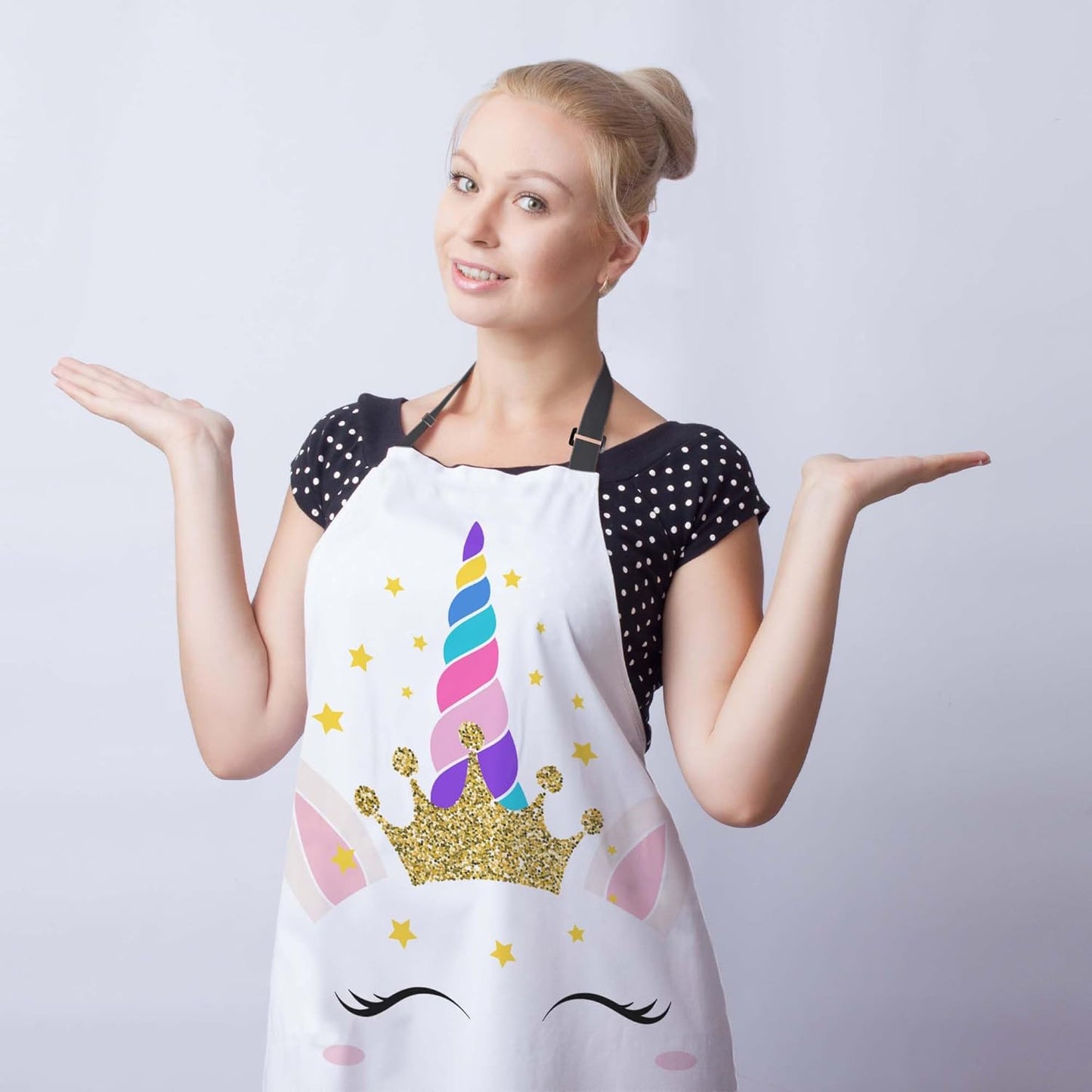 Chef Apron for Men Unicorn Queen Magic Eyes Eyelashes Vintage Aprons for Women for Kitchen Cooking Restaurant BBQ Painting Crafting 27” (W) x 31” (H), Waterproof Apron