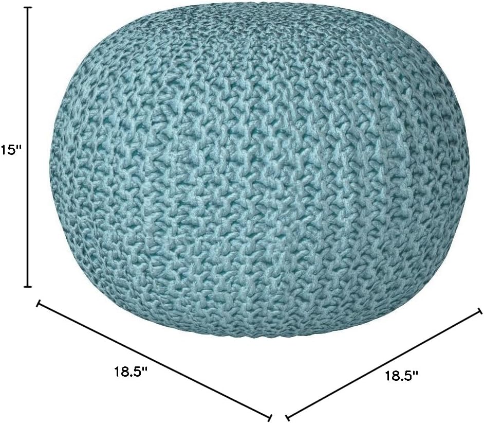 BIRDROCK HOME Round Pouf Ottoman | Cotton Braided Round Foot Stool | Bedroom and Living Room Poof | Sage Green Boho Ottoman | Pouf Foot Rest